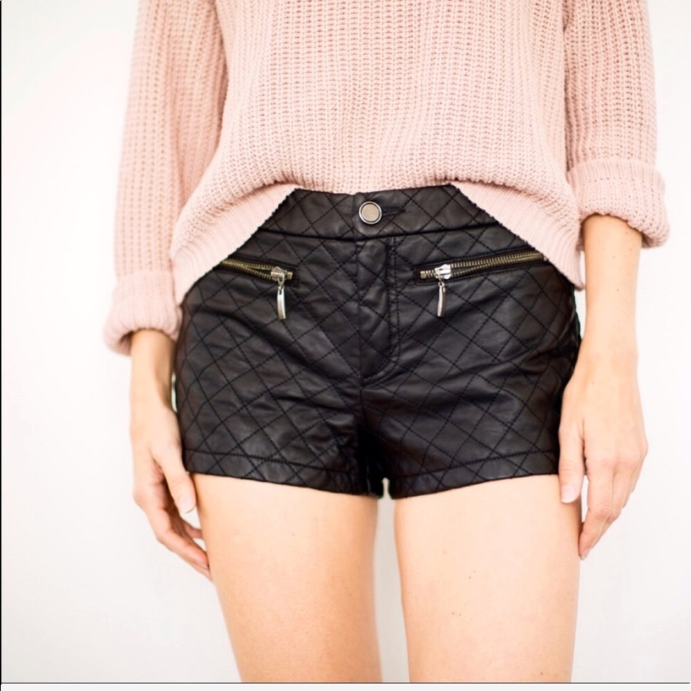 Quilted faux leather / vegan shorts. Small.